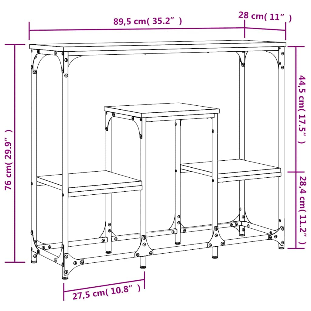 vidaXL Konsolentisch Schwarz 89,5x28x76 cm Holzwerkstoff