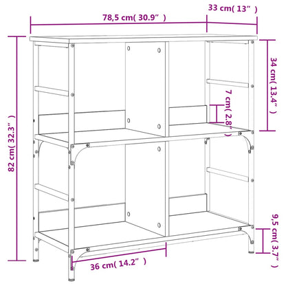 vidaXL Bücherregal Räuchereiche 78,5x33x82 cm Holzwerkstoff
