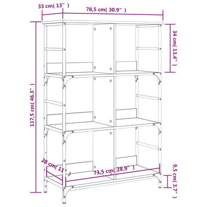 vidaXL Bücherregal Räuchereiche 78,5x33x117,5 cm Holzwerkstoff