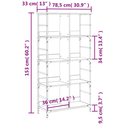 vidaXL Bücherregal Räuchereiche 78,5x33x153 cm Holzwerkstoff