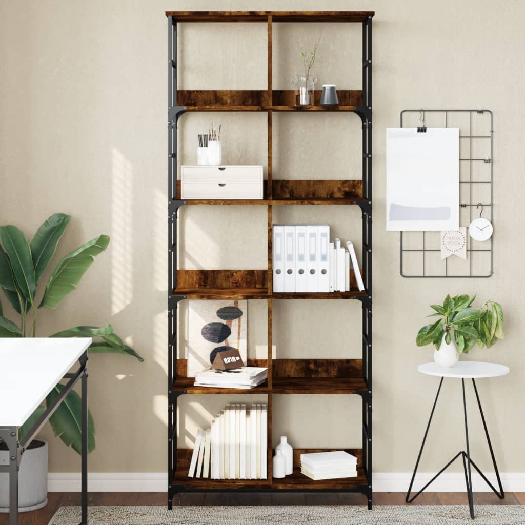 vidaXL Bücherregal Räuchereiche 78,5x33x188,5 cm Holzwerkstoff