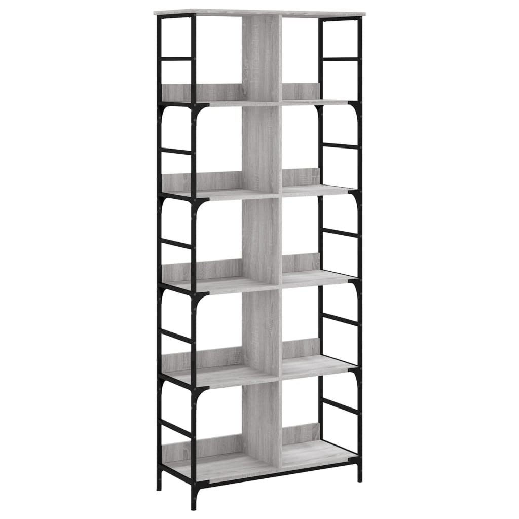 vidaXL Bücherregal Grau Sonoma 78,5x33x188,5 cm Holzwerkstoff
