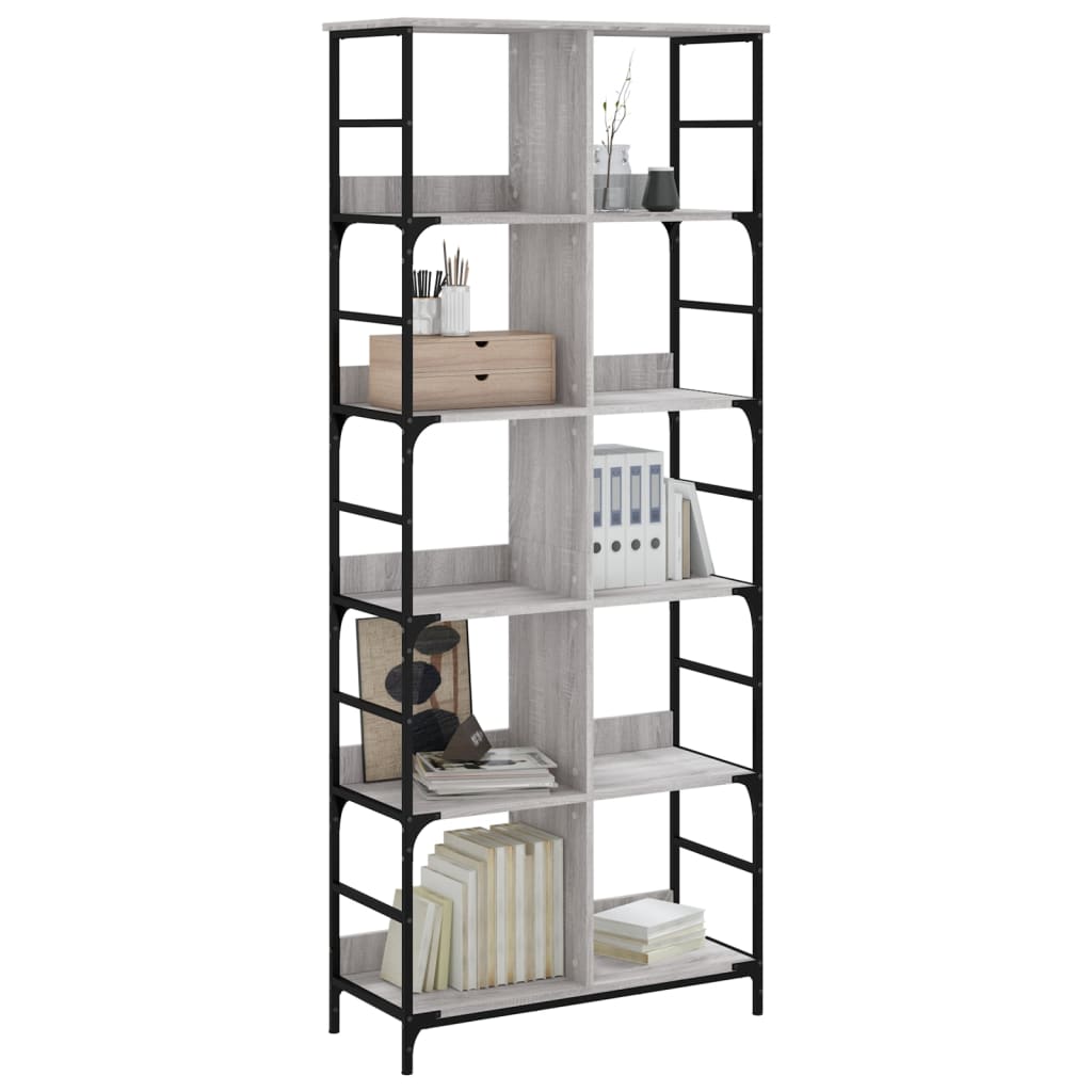 vidaXL Bücherregal Grau Sonoma 78,5x33x188,5 cm Holzwerkstoff