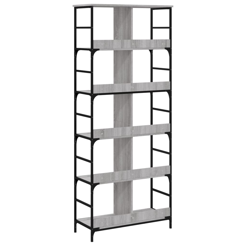 vidaXL Bücherregal Grau Sonoma 78,5x33x188,5 cm Holzwerkstoff