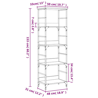 vidaXL Bücherregal Grau Sonoma 50x33x153 cm Holzwerkstoff