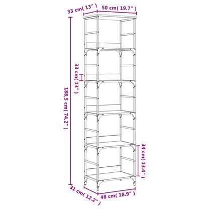 vidaXL Bücherregal Sonoma-Eiche 50 x 33 x 188,5 cm Holzwerkstoff