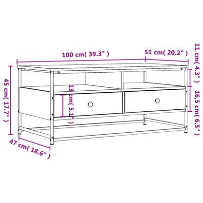 vidaXL Couchtisch Grau Sonoma 100x51x45 cm Holzwerkstoff