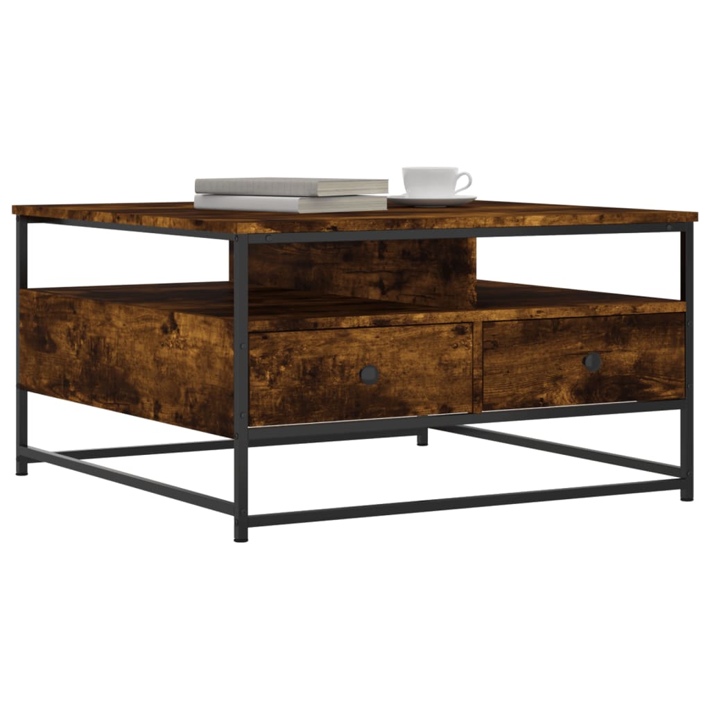 vidaXL Table basse chêne fumé 80x80x45 cm bois d'ingénierie