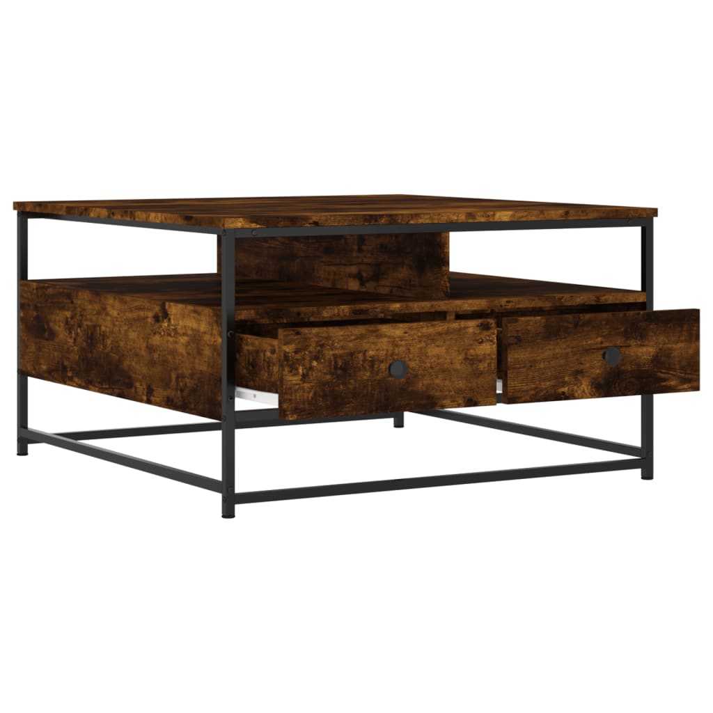 vidaXL Table basse chêne fumé 80x80x45 cm bois d'ingénierie