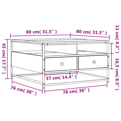 vidaXL Table basse chêne fumé 80x80x45 cm bois d'ingénierie