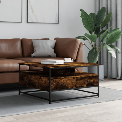 vidaXL Table basse chêne fumé 80x80x45 cm bois d'ingénierie