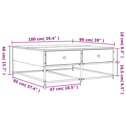 vidaXL Table basse marron aspect chêne 100x99x40 cm Bois d'ingénierie