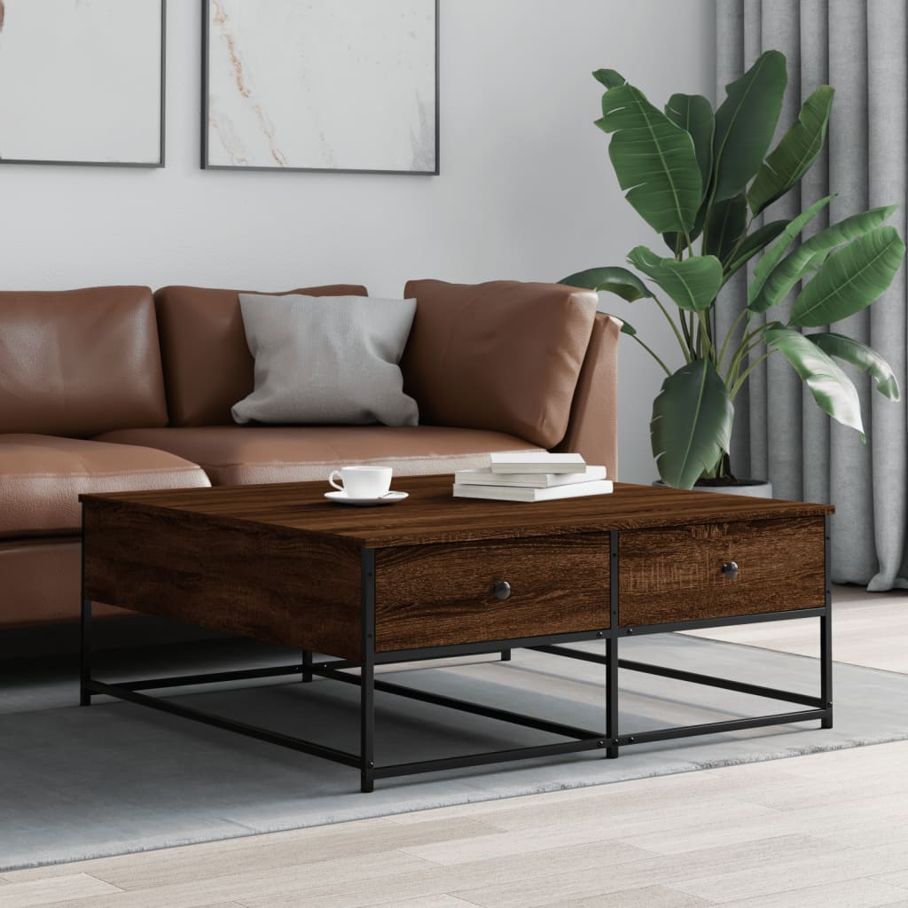 vidaXL Table basse marron aspect chêne 100x99x40 cm Bois d'ingénierie