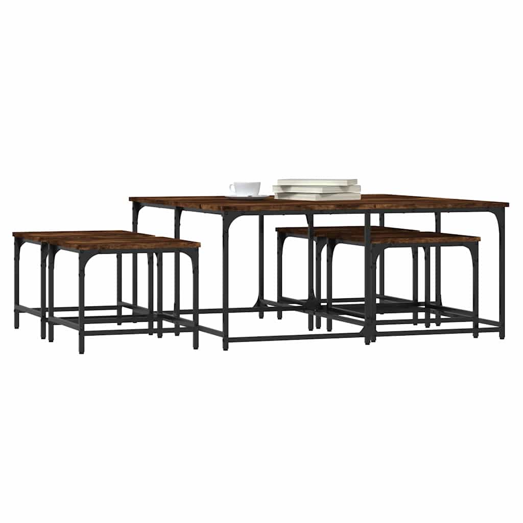 vidaXL Tables gigognes 5 pcs chêne fumé Bois d'ingénierie