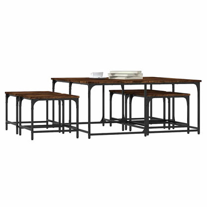 vidaXL Tables gigognes 5 pcs chêne fumé Bois d'ingénierie