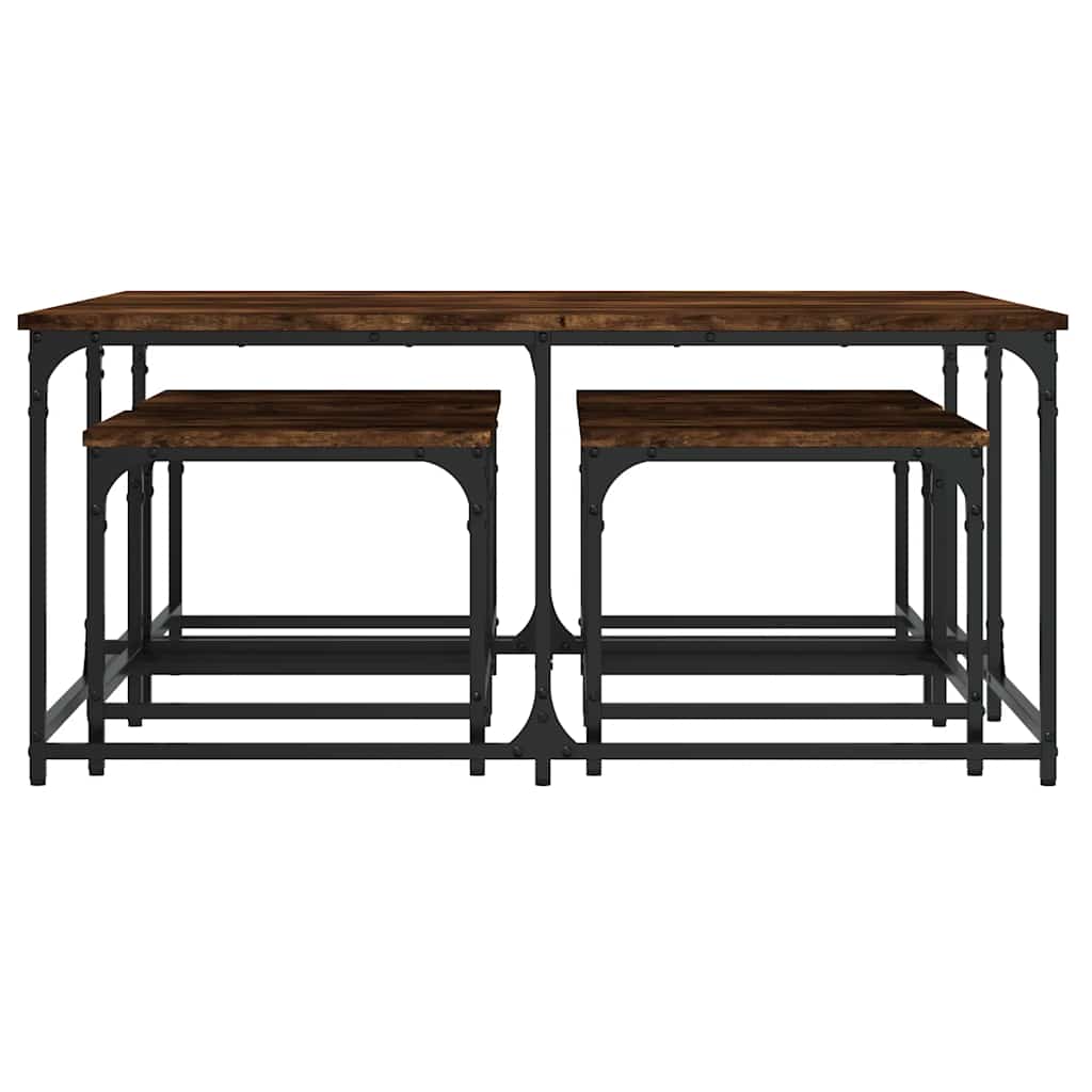 vidaXL Tables gigognes 5 pcs chêne fumé Bois d'ingénierie
