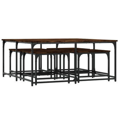vidaXL Tables gigognes 5 pcs chêne fumé Bois d'ingénierie
