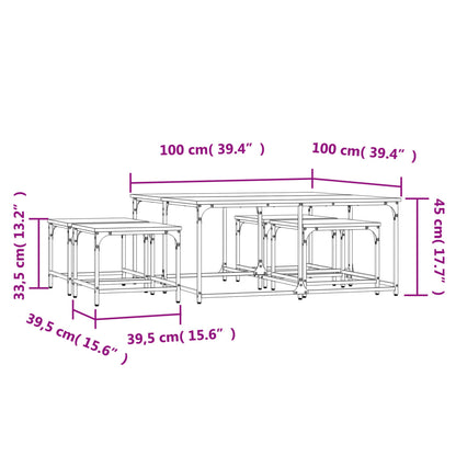 vidaXL Tables gigognes 5 pcs chêne fumé Bois d'ingénierie