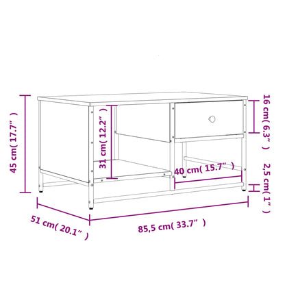 vidaXL Couchtisch Räuchereiche 85,5x51x45 cm Holzwerkstoff