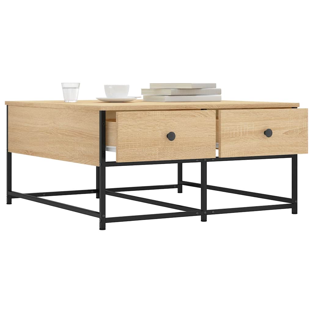 vidaXL Table basse chêne Sonoma 80x80x40 cm bois d'ingénierie