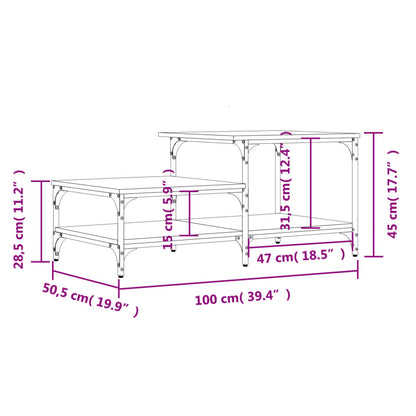 vidaXL Table basse chêne fumé 100x50,5x45 cm Bois d'ingénierie
