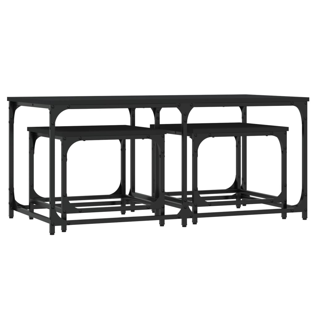 vidaXL Tables gigognes 3 pcs Noir Bois d'ingénierie