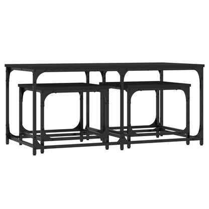 vidaXL Tables gigognes 3 pcs Noir Bois d'ingénierie