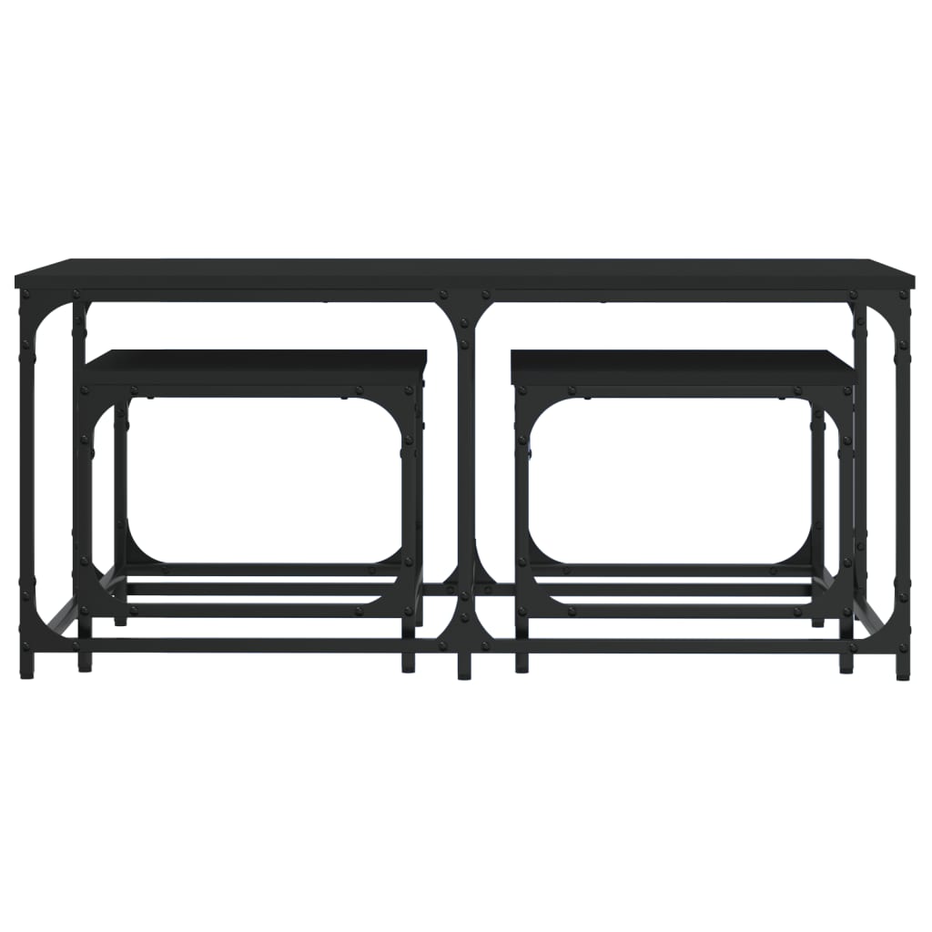 vidaXL Tables gigognes 3 pcs Noir Bois d'ingénierie
