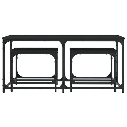 vidaXL Tables gigognes 3 pcs Noir Bois d'ingénierie