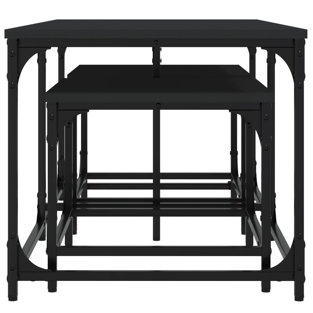 vidaXL Tables gigognes 3 pcs Noir Bois d'ingénierie