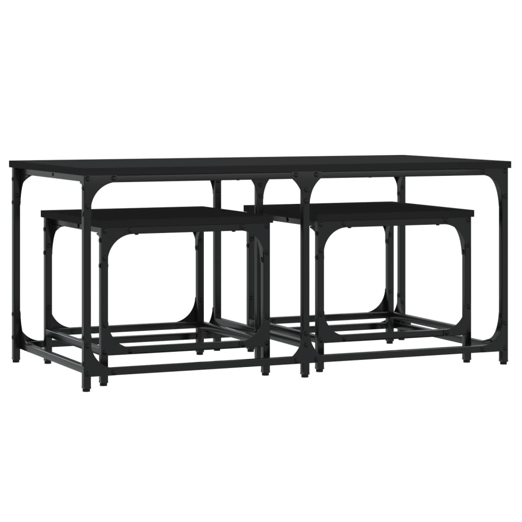 vidaXL Tables gigognes 3 pcs Noir Bois d'ingénierie