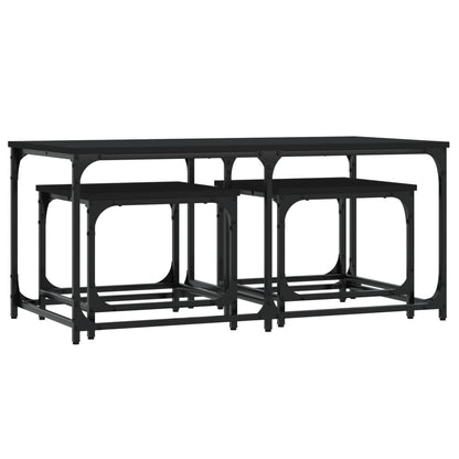 vidaXL Tables gigognes 3 pcs Noir Bois d'ingénierie