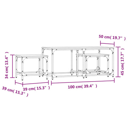 vidaXL Tables gigognes 3 pcs Noir Bois d'ingénierie