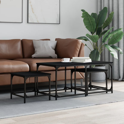 vidaXL Tables gigognes 3 pcs Noir Bois d'ingénierie