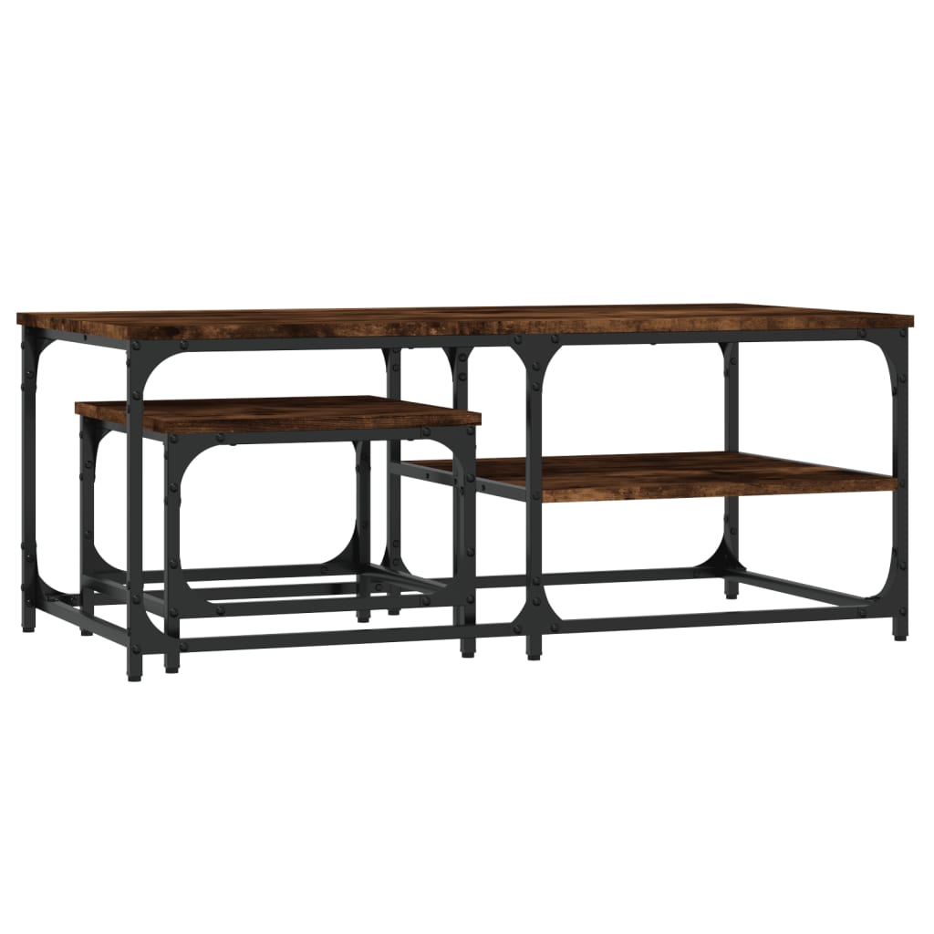 vidaXL Tables gigognes 2 pcs Chêne fumé Bois d'ingénierie