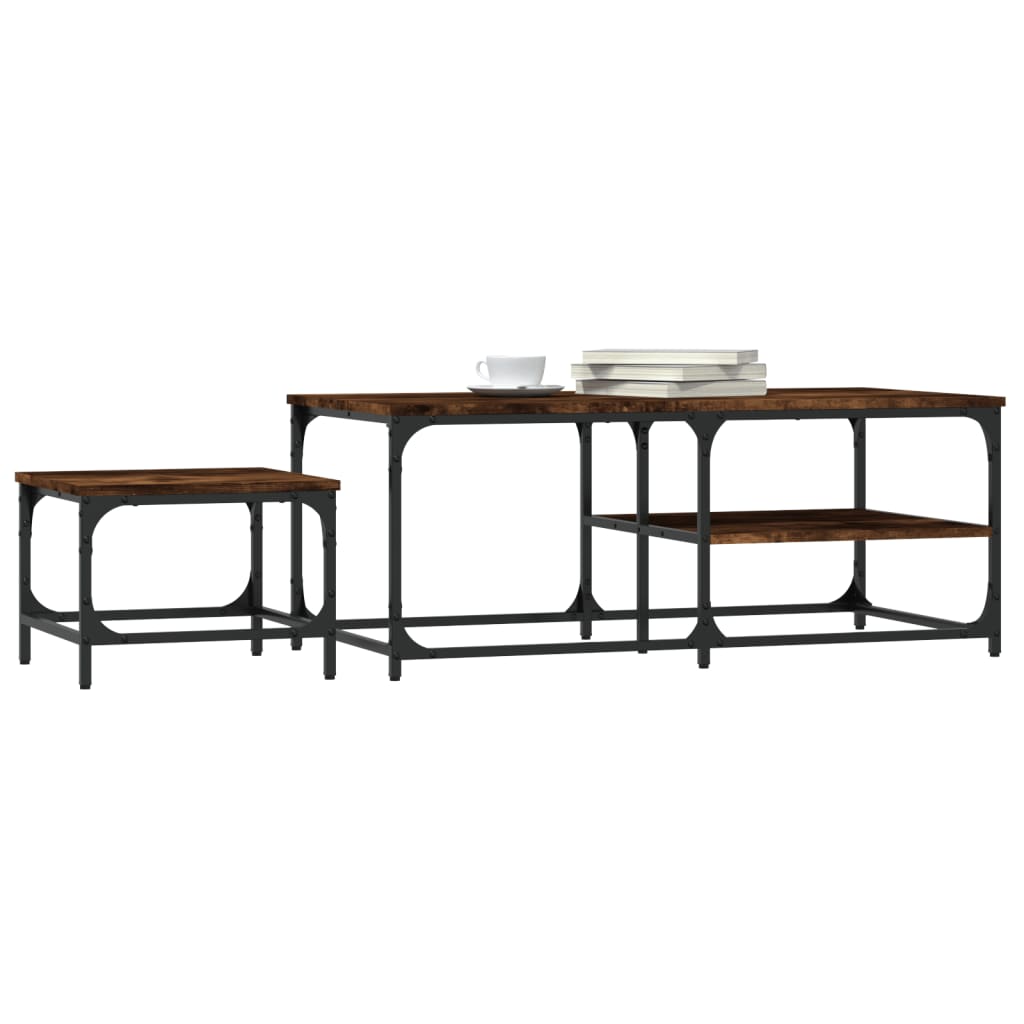 vidaXL Tables gigognes 2 pcs Chêne fumé Bois d'ingénierie