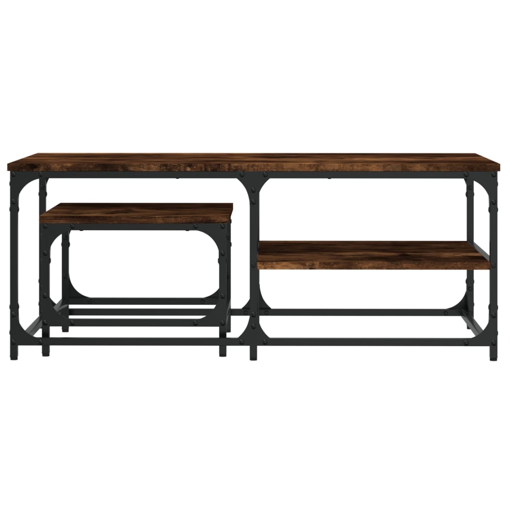 vidaXL Tables gigognes 2 pcs Chêne fumé Bois d'ingénierie