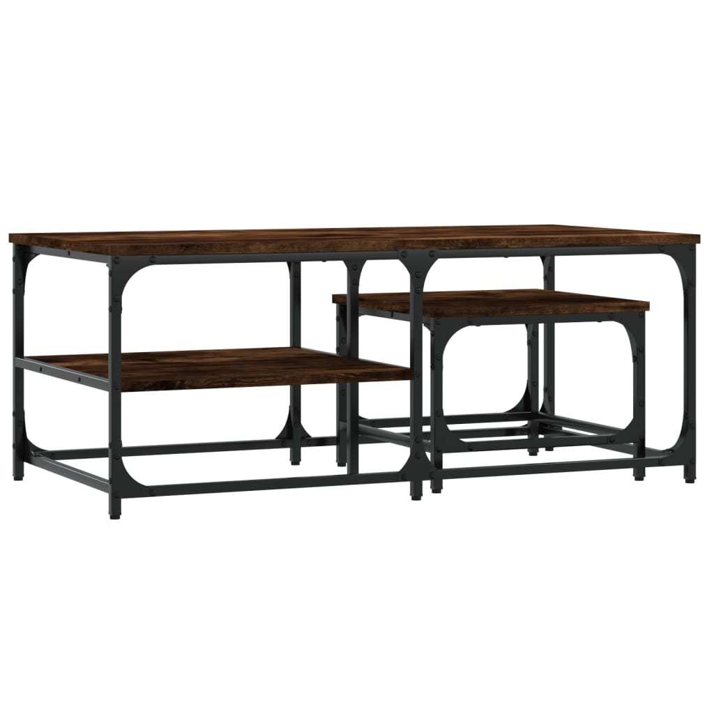 vidaXL Tables gigognes 2 pcs Chêne fumé Bois d'ingénierie
