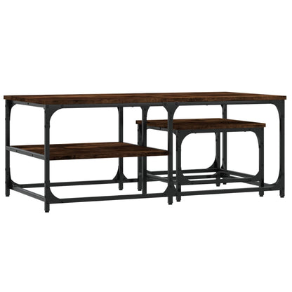 vidaXL Tables gigognes 2 pcs Chêne fumé Bois d'ingénierie
