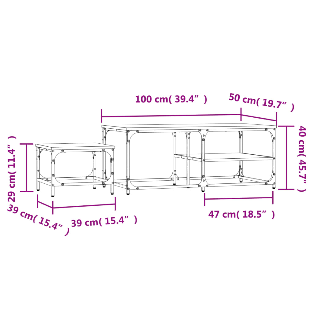 vidaXL Tables gigognes 2 pcs Chêne fumé Bois d'ingénierie