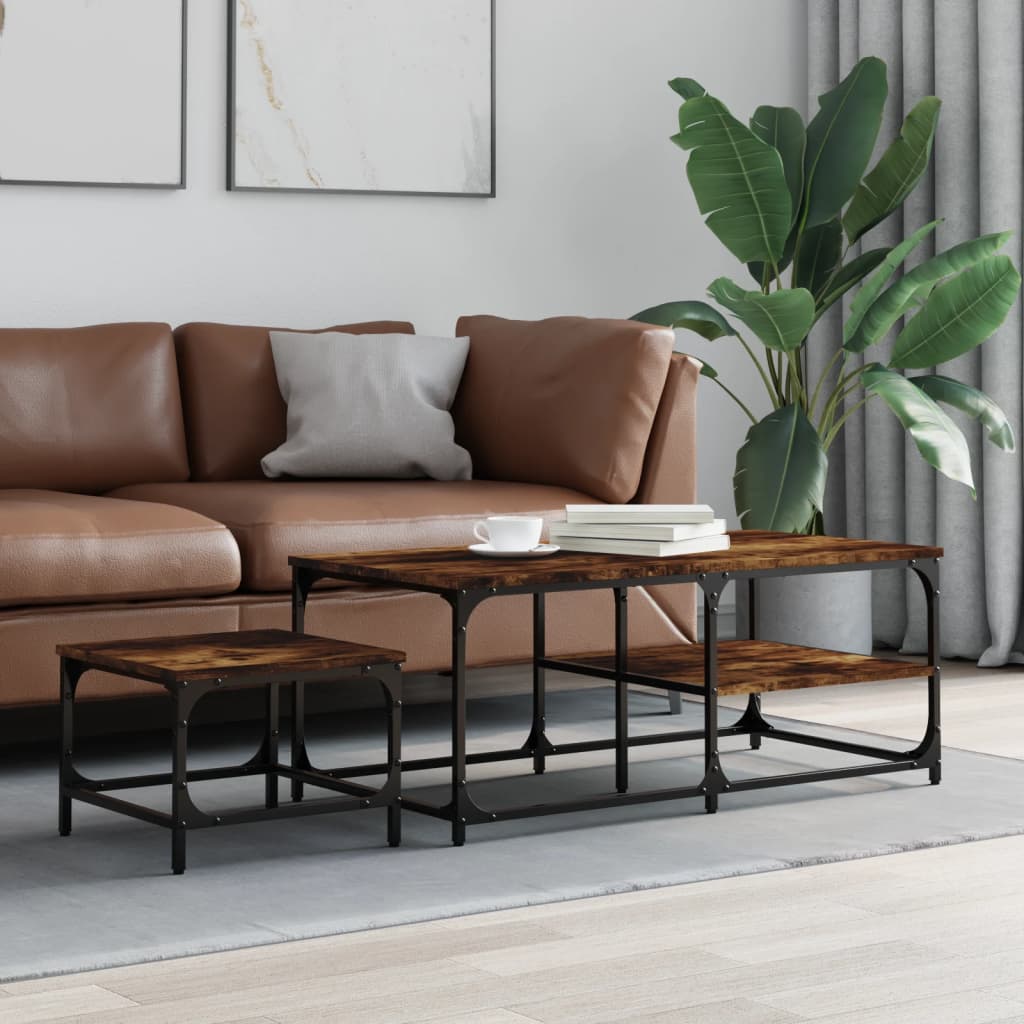 vidaXL Tables gigognes 2 pcs Chêne fumé Bois d'ingénierie