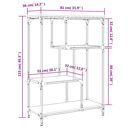 vidaXL Bücherregal Schwarz 81x36x115 cm Holzwerkstoff und Stahl