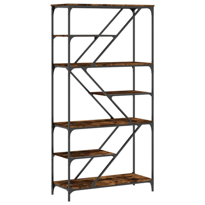 vidaXL Bücherregal Räuchereiche 91x36x176 cm Holzwerkstoff und Stahl