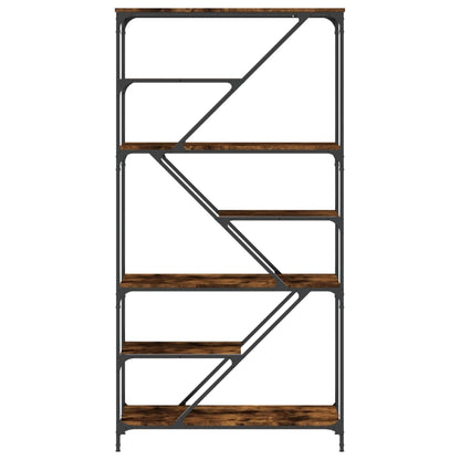 vidaXL Bücherregal Räuchereiche 91x36x176 cm Holzwerkstoff und Stahl