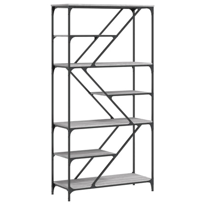 vidaXL Bücherregal Grau Sonoma 91x36x176 cm Holzwerkstoff und Stahl