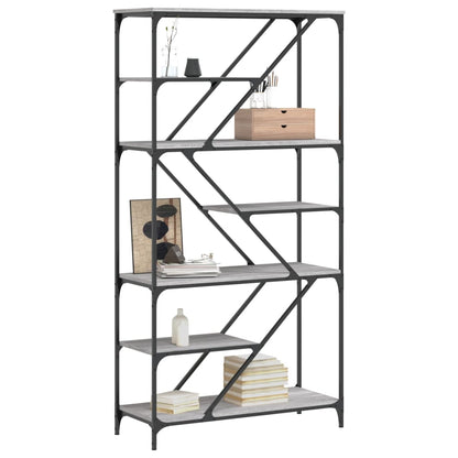 vidaXL Bücherregal Grau Sonoma 91x36x176 cm Holzwerkstoff und Stahl
