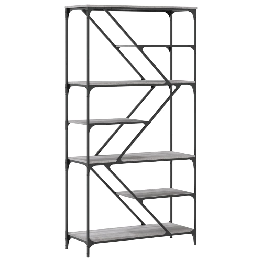 vidaXL Bücherregal Grau Sonoma 91x36x176 cm Holzwerkstoff und Stahl