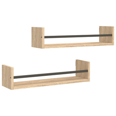 vidaXL Étagères murales avec tringles 2 pcs Chêne Sonoma 60x16x14 cm