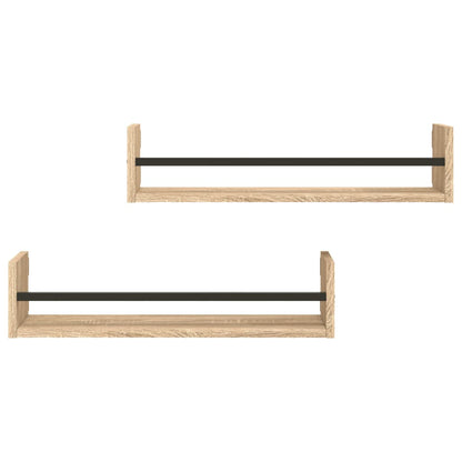 vidaXL Étagères murales avec tringles 2 pcs Chêne Sonoma 60x16x14 cm