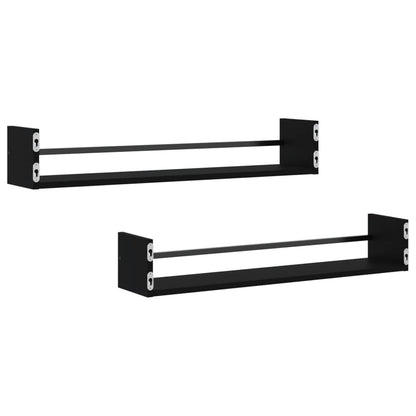 vidaXL Étagères murales avec tringles 2 pcs Noir 80x16x14 cm